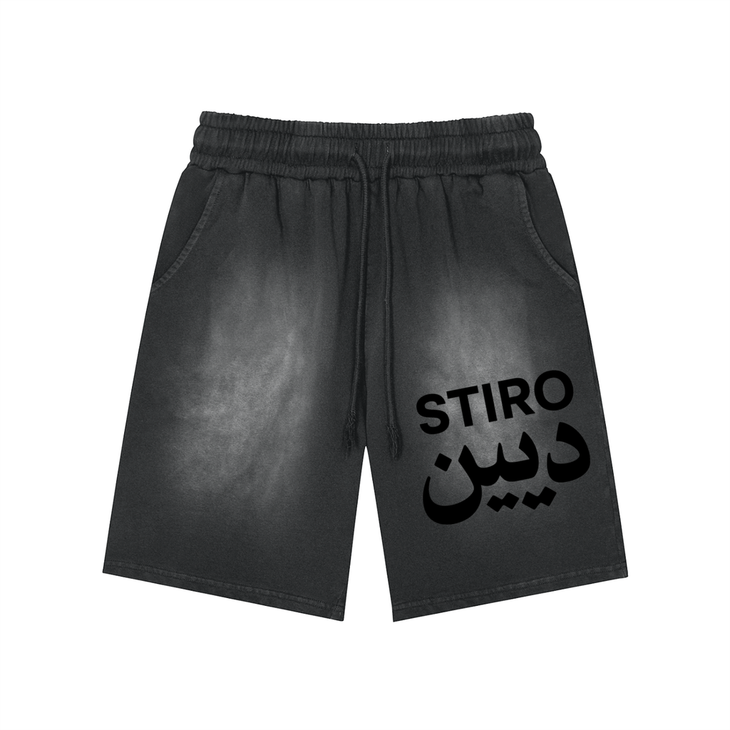 Stiro Rectangle Patch Monkey Washed Shorts