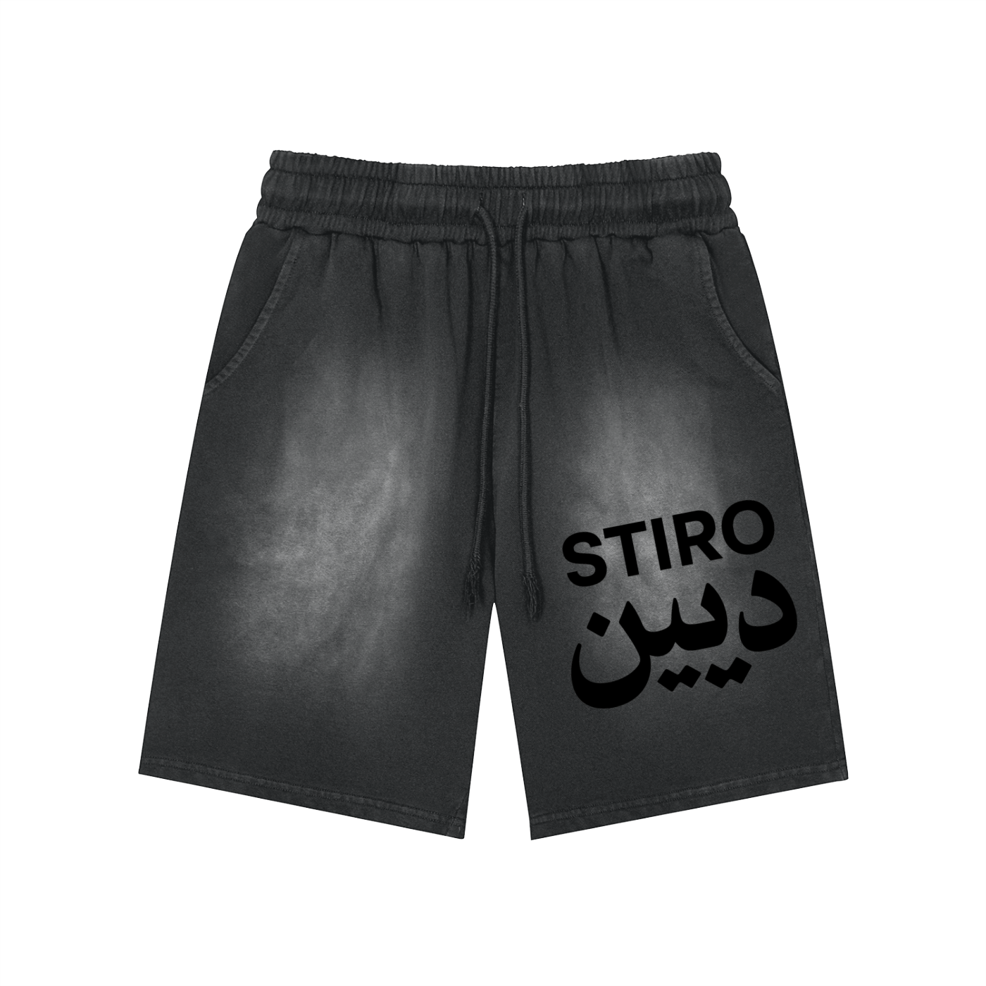 Stiro Rectangle Patch Monkey Washed Shorts